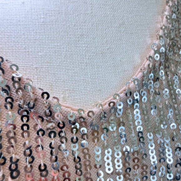 CECE Silver Sequin Cap Sleeve V-Neck Top Size M - Picture 12 of 12